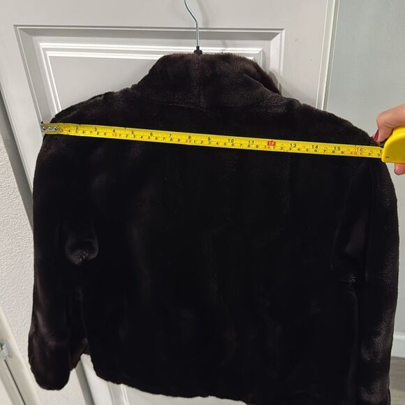 Vintage Fur Coat Jacket Reversible Brown Black Made in Hong Kong Size 36 Small - Picture 5 of 15
